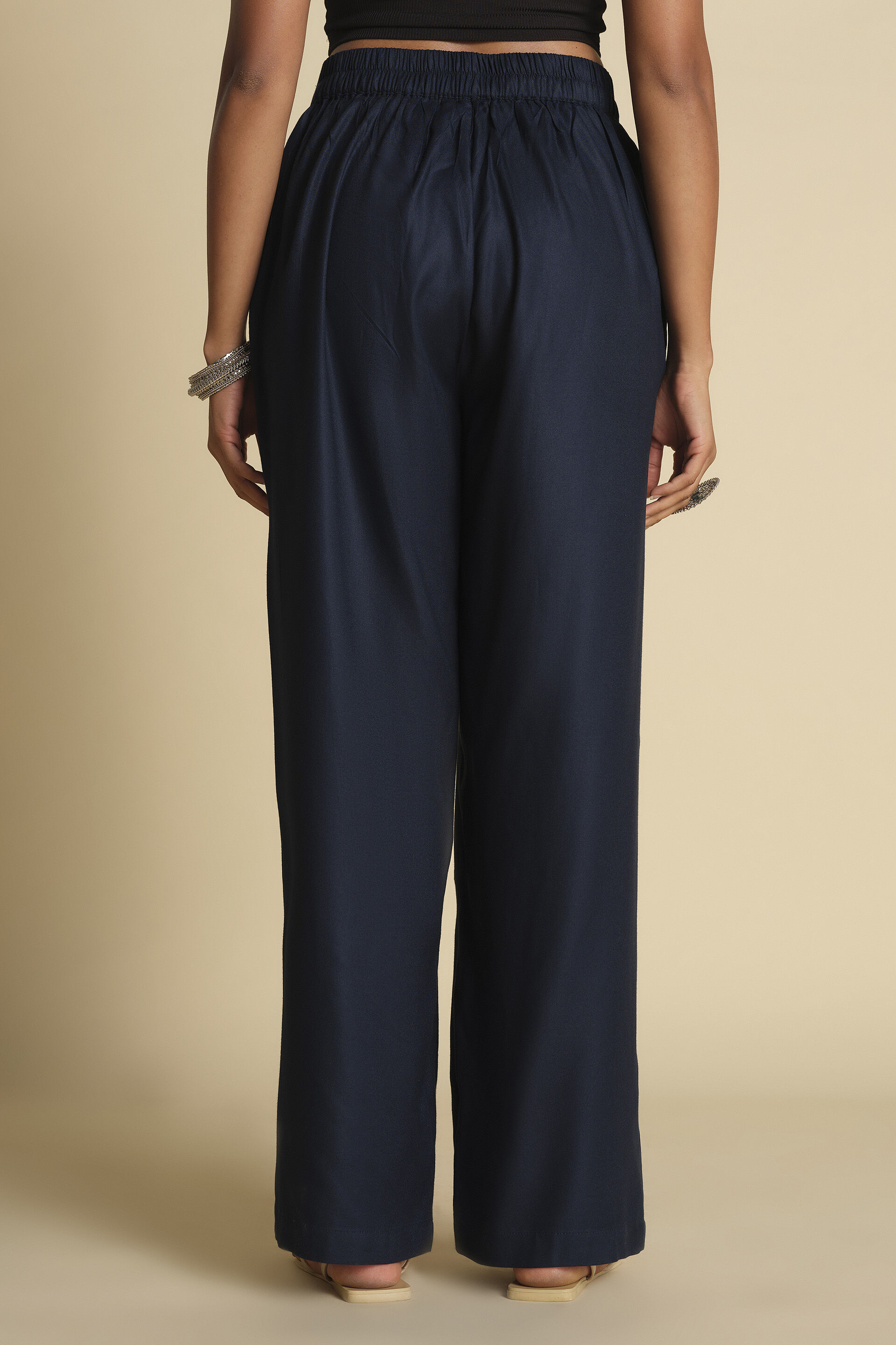 Versatile Straight Fit Navy Pants, Navy Blue, image 3
